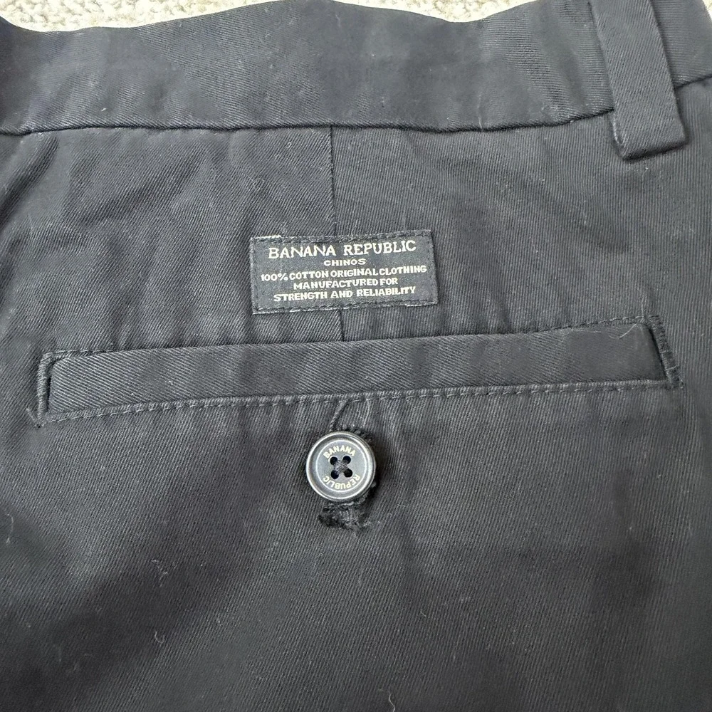 Banana Republic Aiden Chino Pants Mens 35x32 Black Regular Fit Straight Leg